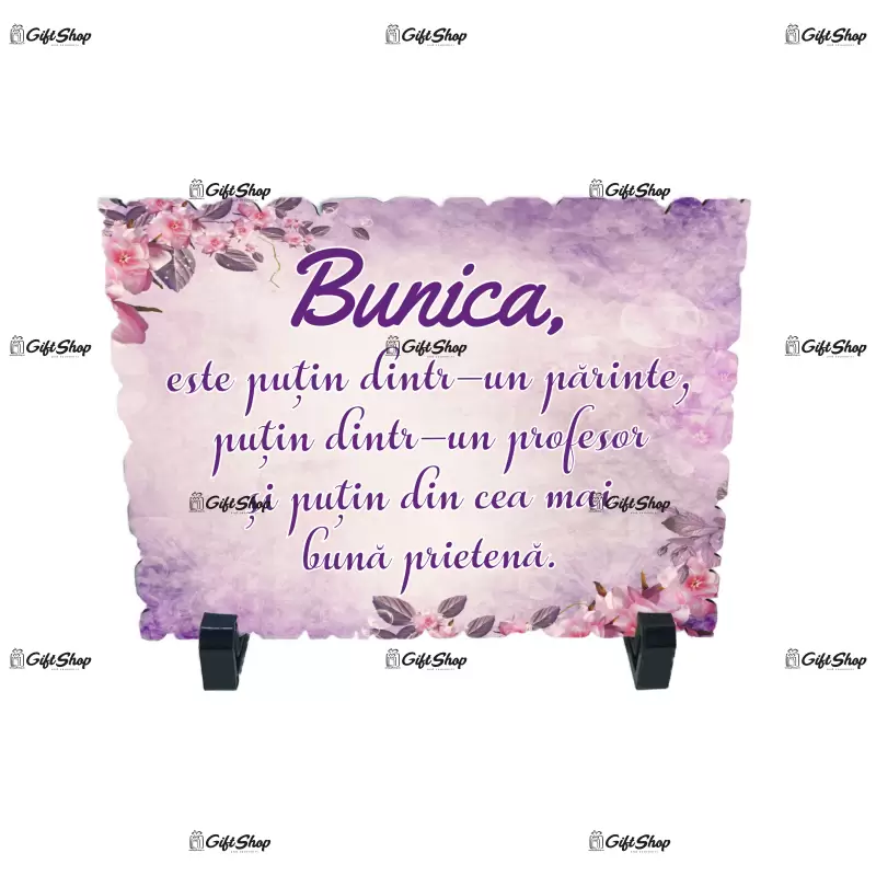 Bunica este putin dintr-un parinte  putin ... , placheta cu mesaj, model a